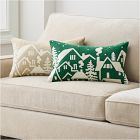 Crewel Holiday Village Pillow Cover