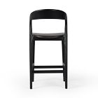 Scooped Ash Wood Leather Stool