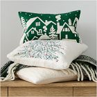 Crewel Holiday Village Pillow Cover