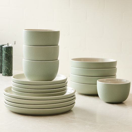 Kaloh Stoneware Dinnerware Set of 16 - Modern Elegance | West Elm