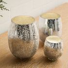 Silver Crackle Glass Candles - Balsam &amp; Cedar