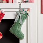 Green Tree Stitched Velvet Stocking