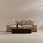 Rina Curved Oak Pedestal Storage Coffee Table (55")