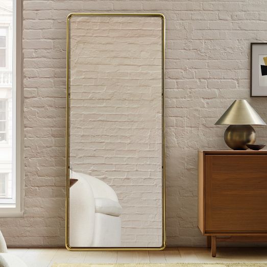 Metal Frame Antique Gold Floor Mirror | West Elm