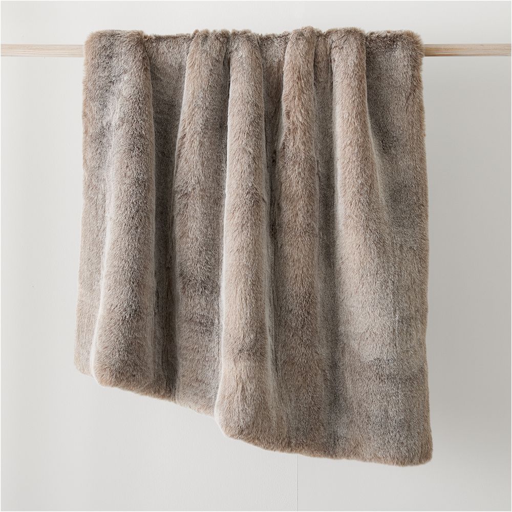 Faux Fur Chinchilla Throw - 47x60, Mink