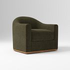 Open Box: Bennett Swivel Club Chair - Performance Distressed Velvet Juniper, Cool Walnut