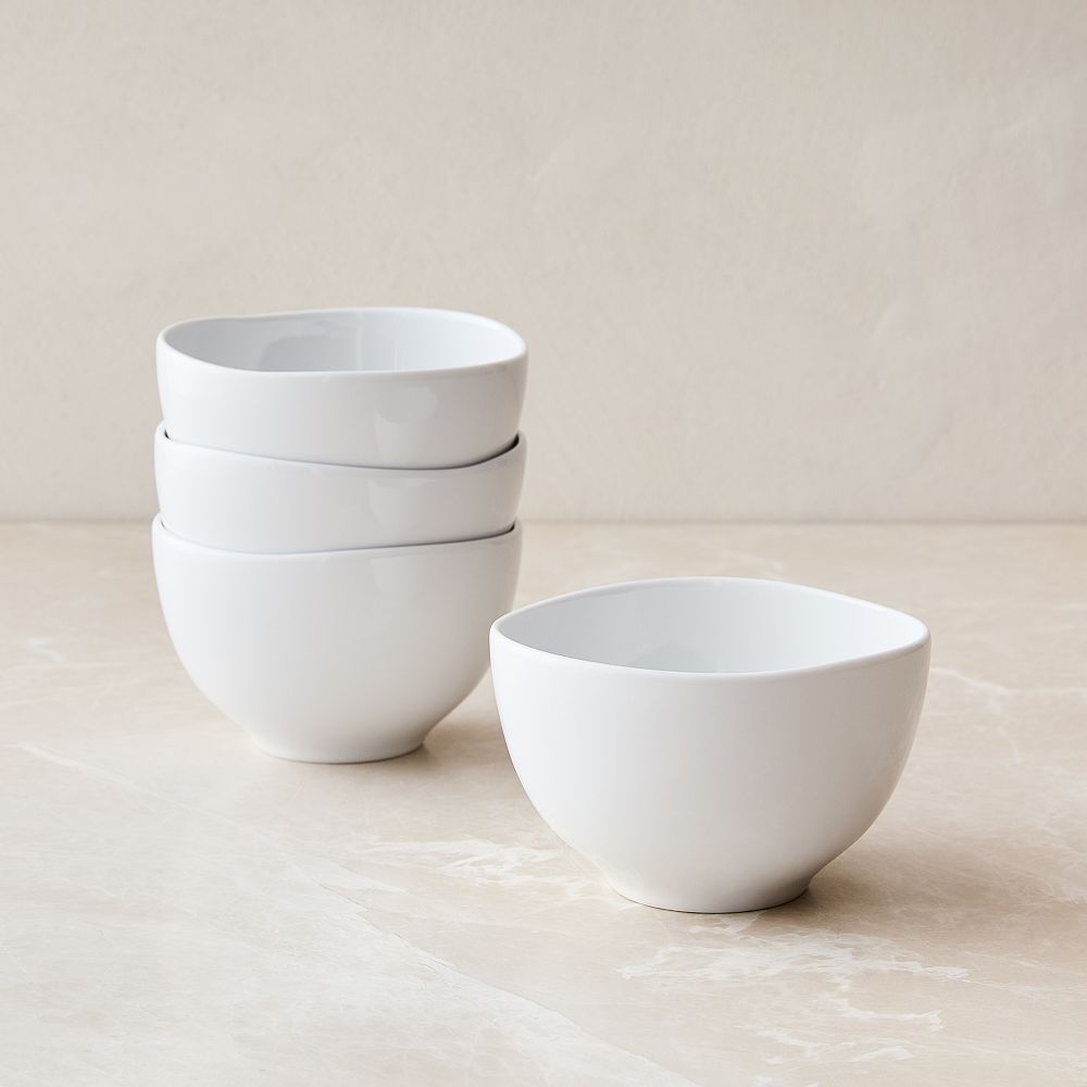 Organic Porcelain Rice Bowl Sets - White, Set of 8
