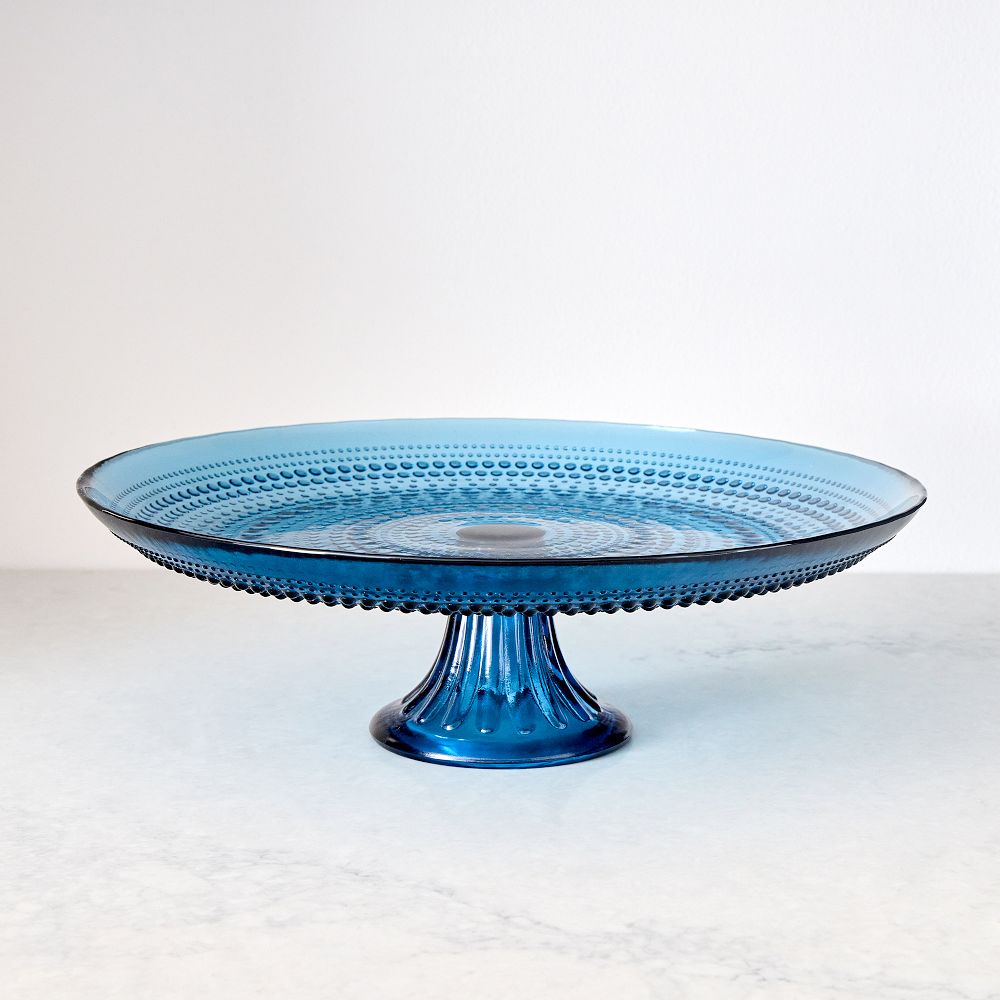 Jupiter Beaded Glass Cake Stand - Cornflower