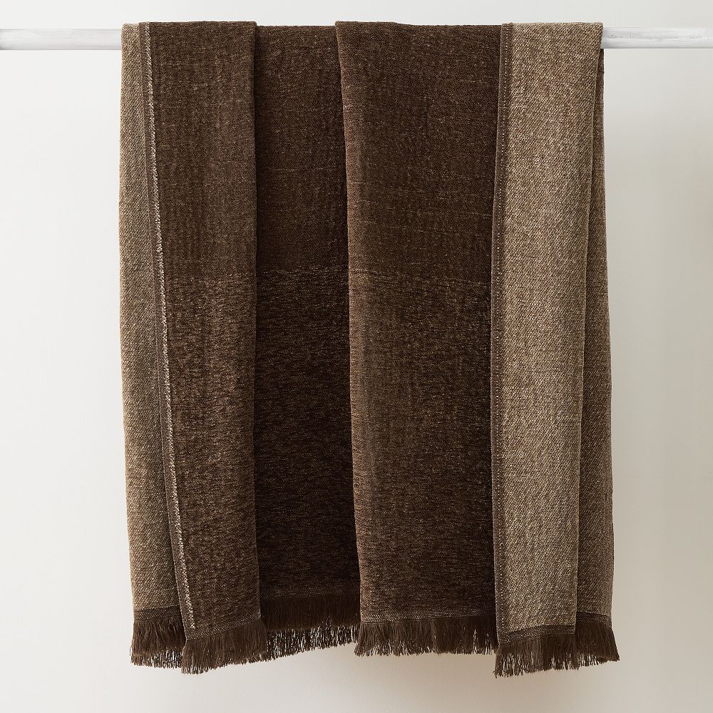 Reversible Chenille Throw - 50x60, Dark Cognac