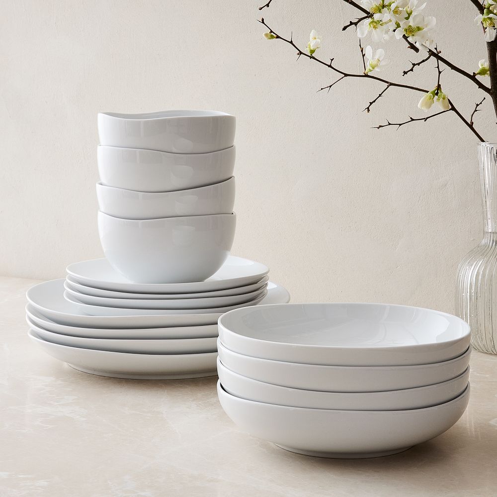 Organic Porcelain Dinnerware (Set of 16) - White, Set of 16