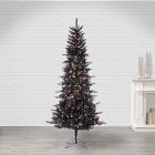 Pre-Lit Faux Black Tinsel Christmas Tree