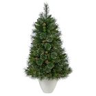 Pre-Lit Faux Potted Pine Tree w/ Planter