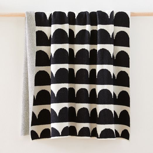 Happy Habitat Recycled Cotton Throw - Hippos Black by West Elm