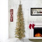 Pre-Lit Faux Champagne Tinsel Christmas Tree
