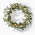 Pre-Lit Faux Pine &amp; Frosted Red Berry Wreath