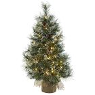 Pre-Lit Faux Frosted Tree w/ Pine Cones