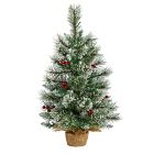 Pre-Lit Faux Flocked Berry &amp; Pine Tree