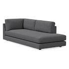 Open Box: Haven Right Arm Bumper Chaise, Trillium, Performance Distressed Velvet, Pewter
