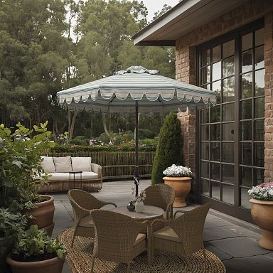 black patio umbrellas with scalloped edges Scallop Umbrellas