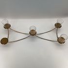 Open Box: Curved Metal Votive Centerpiece, 5 Candle Holder- Brass