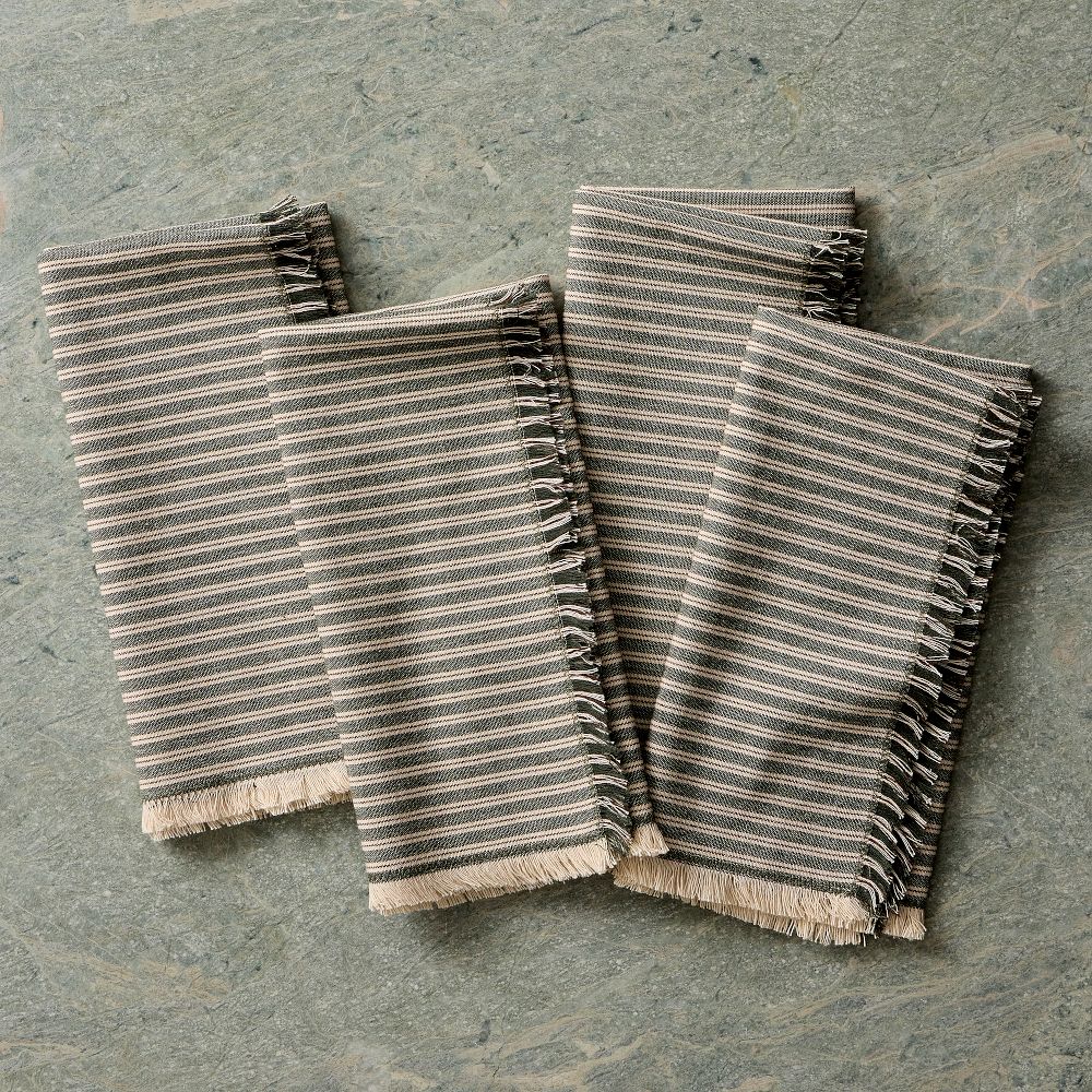 Sadie Stripe Napkin Sets - Green, Set of 8