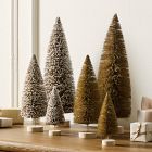 Bottlebrush Tabletop Trees (Set of 6) - Snowy &amp; Green
