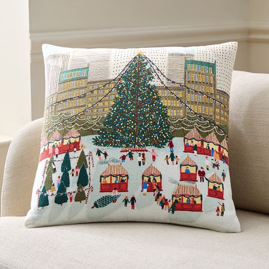 Nicole Cicak Holiday Market Tree Pillow Cover by West Elm
