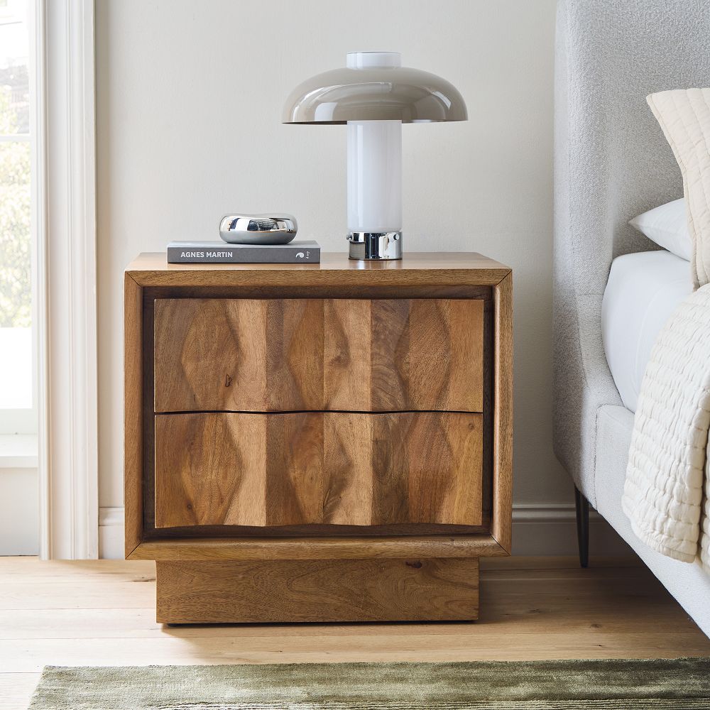 Carved Pattern Solid Wood Nightstand (26") by West Elm