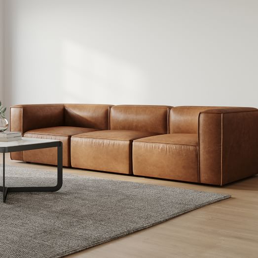 Remi Leather Modular Sofa (72"-108") by West Elm