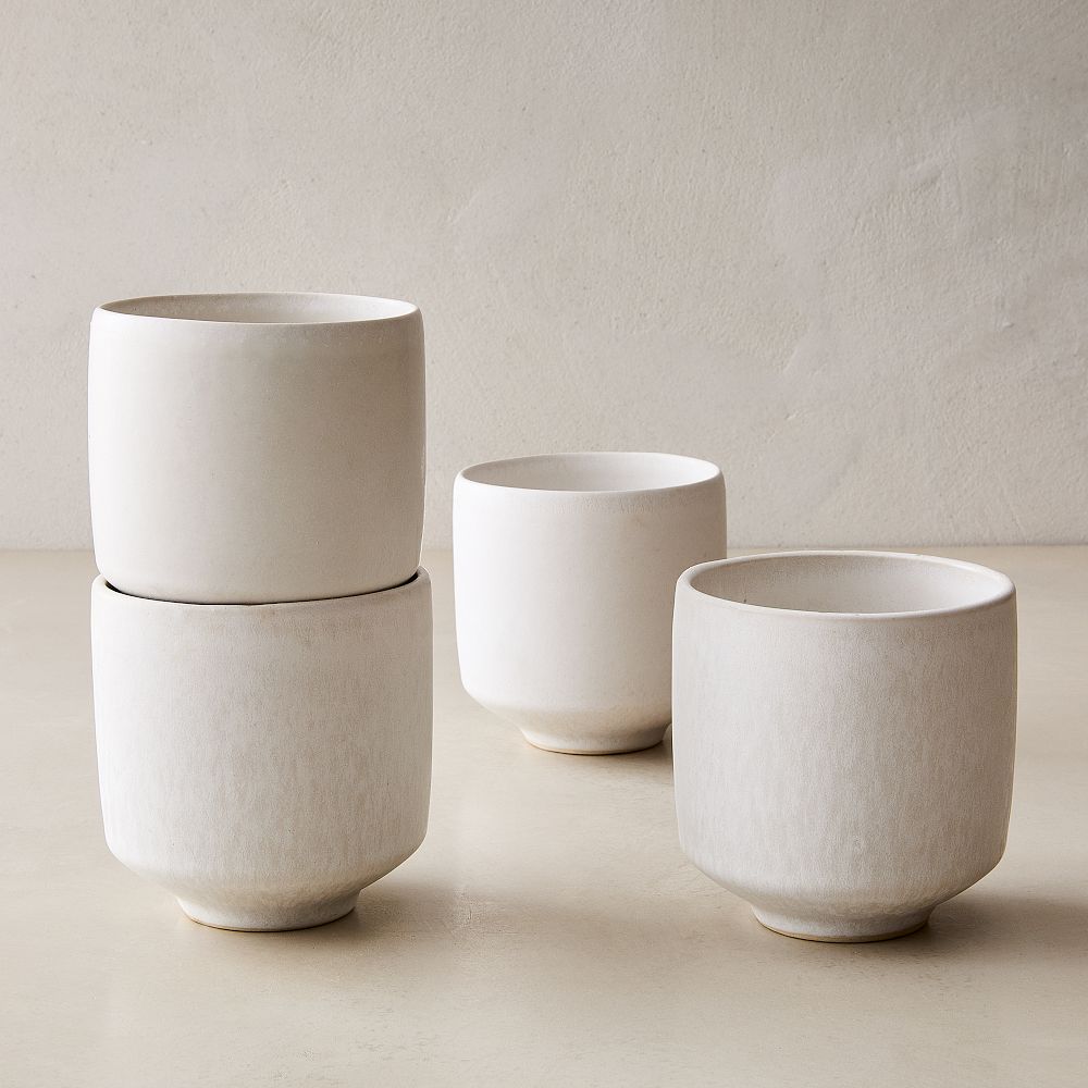 Kanto Stoneware Mug Sets - White, Set of 4