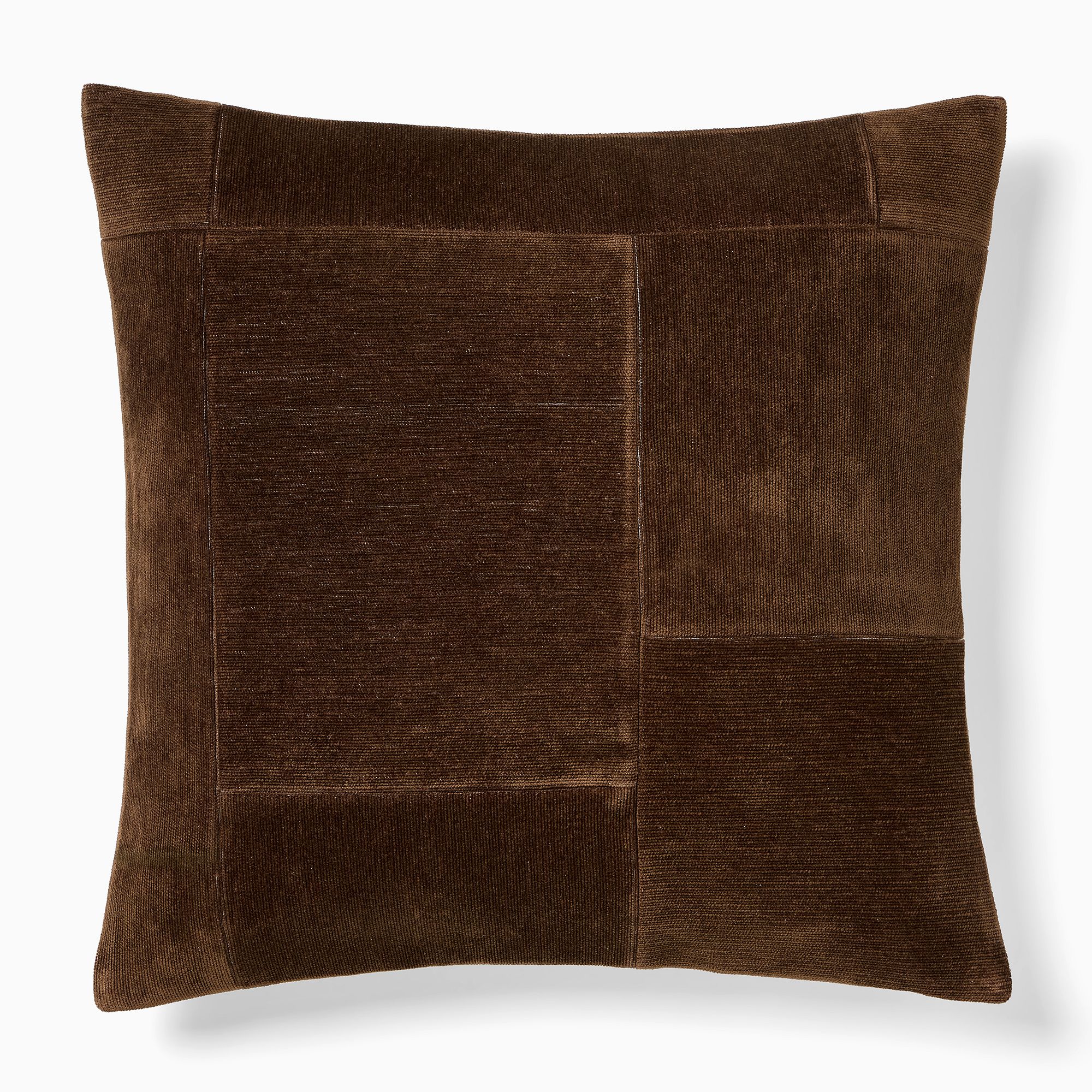 Patchwork Chenille Pillow Cover - 20x20 Chocolate