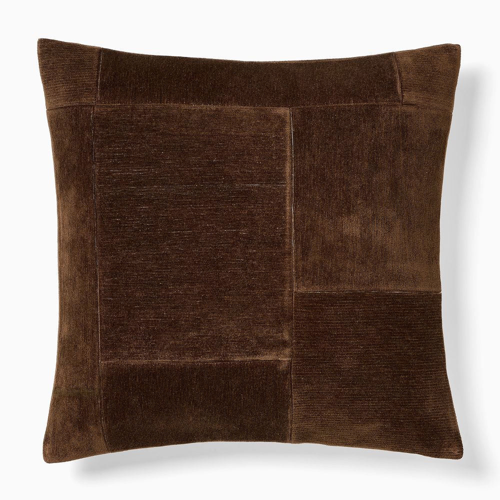 Patchwork Chenille Pillow Cover - 20x20 Chocolate