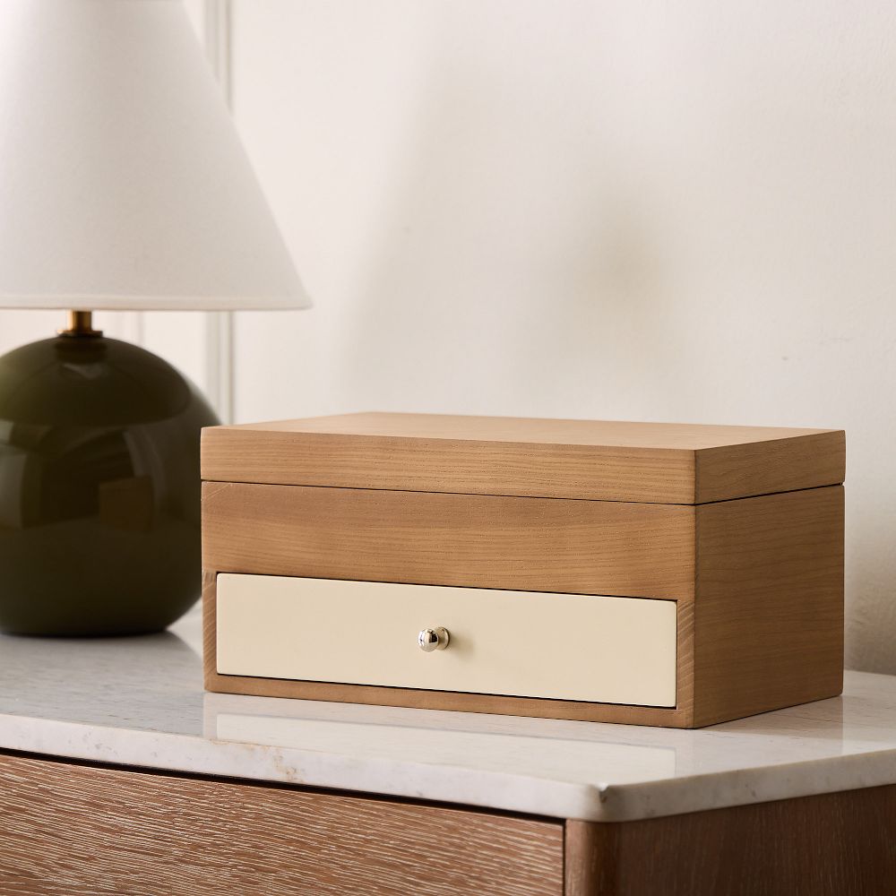 Two-Tone Wood Jewelry Boxes - Single Drawer, 12x7