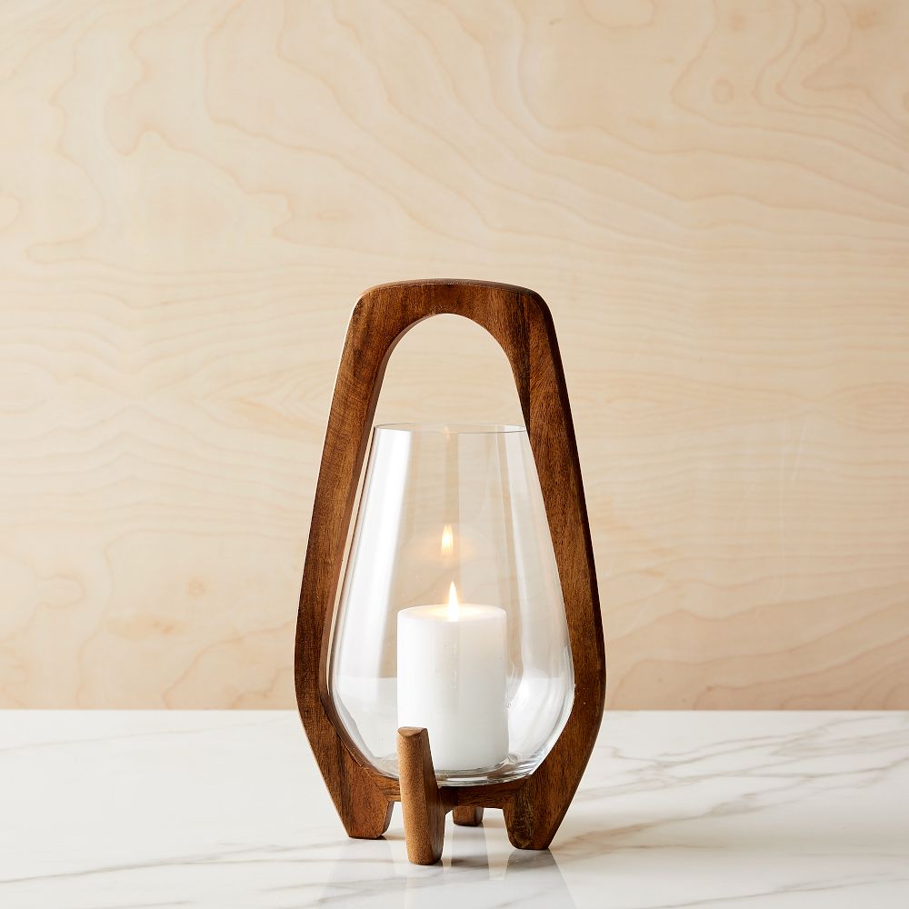 Mid-Century Wood Lanterns - Cafe, Medium- 15 Inches