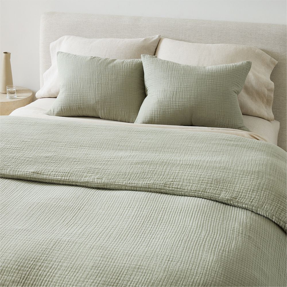 Dreamy Gauze Cotton Duvet Cover & Shams - Celadon Melange