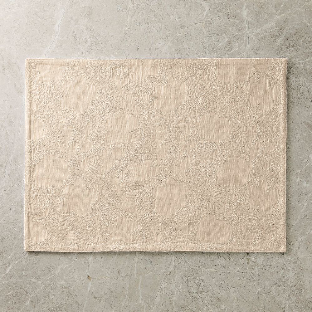 Embroidered Snowfall Placemat Sets - Sand, Set of 8
