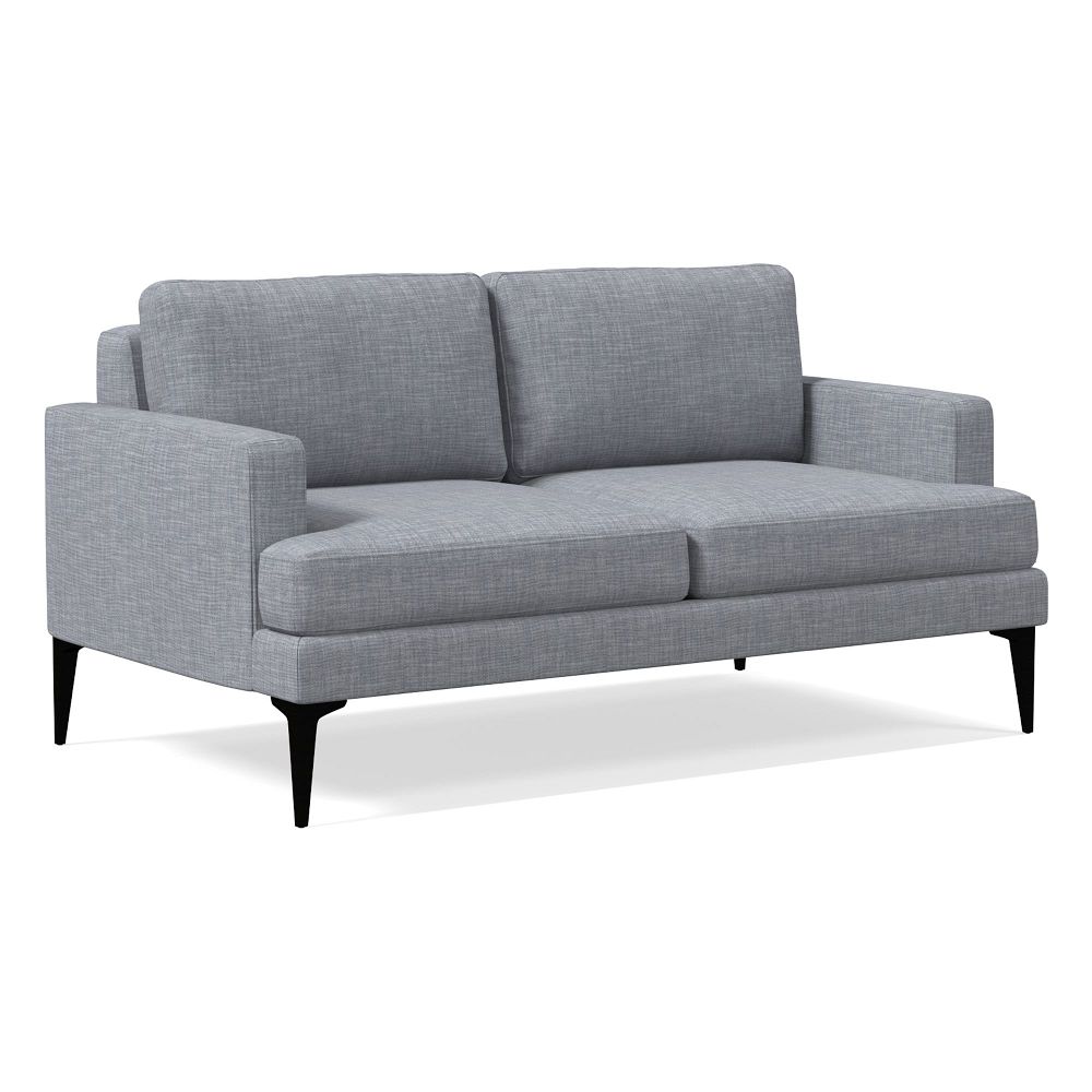 OPEN BOX: Andes Petite 60in Sofa, Performance Yarn Dyed Linen Weave Graphite, Dark Pewter