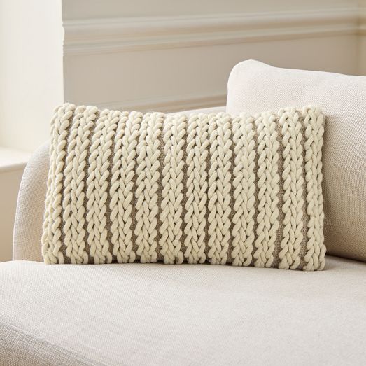 Chunky Cable Lumbar Pillow Cover by West Elm