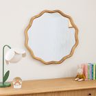 Round Wavy Wood Wall Mirror