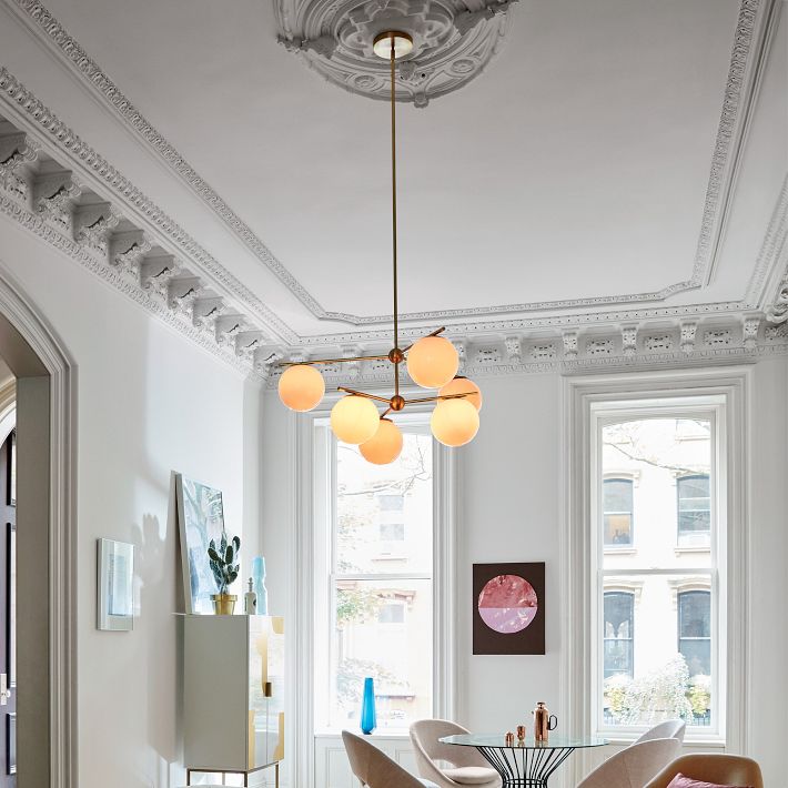 Sphere + Stem 6-Light Semi-Flush Mount Lighting - Brass | West Elm