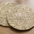 Woven Metallic Jute Coaster Sets