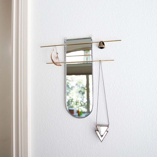SZKLO Glass Arc Mirror Jewelry Organizer by West Elm