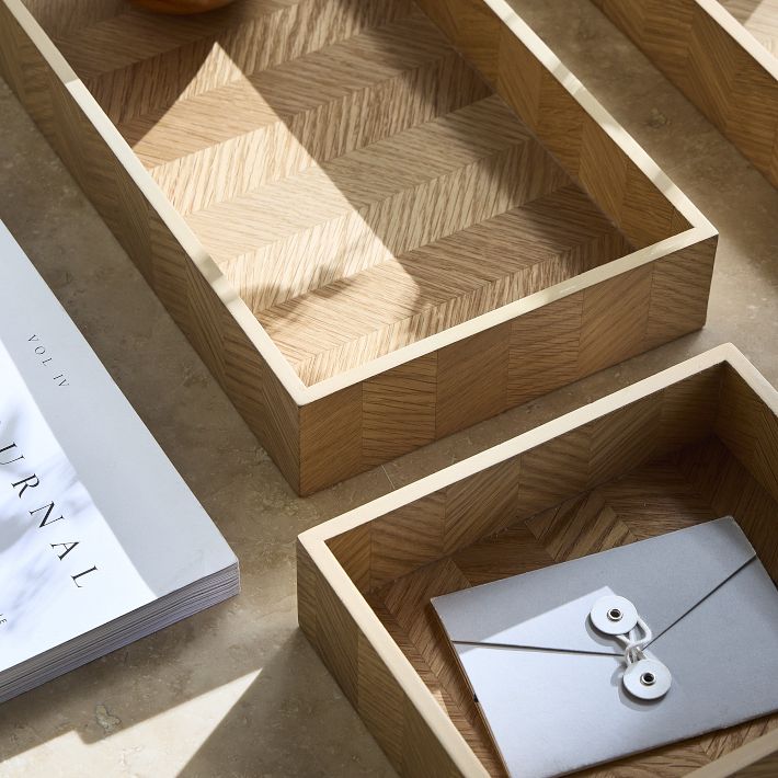 Georgia Graphic Wood Trays Natural Oak | West Elm