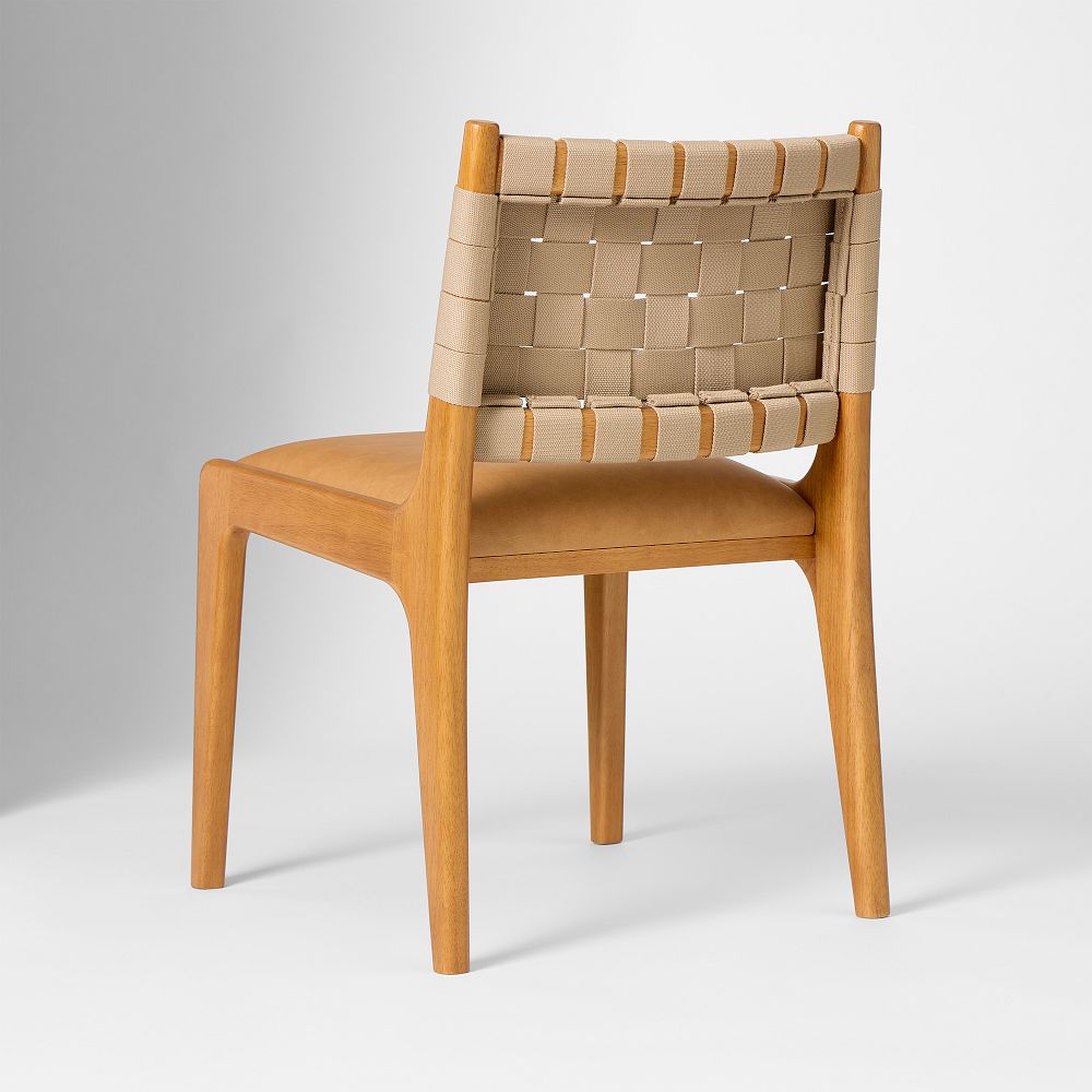 Dunham chair with woven back and light wood