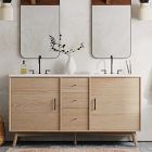 Mid-Century Double Bathroom Vanity (63") - Cerused White