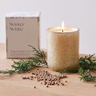 Boxed Crackled Glass Candle - Winter White