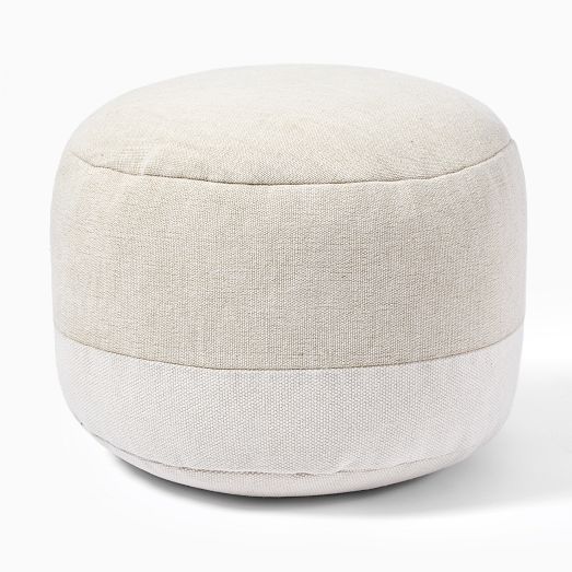 Cotton Canvas Round Pouf by West Elm