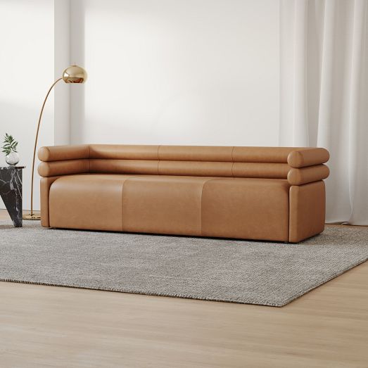 Voohres Leather Channeled Sofa (88.5") by West Elm