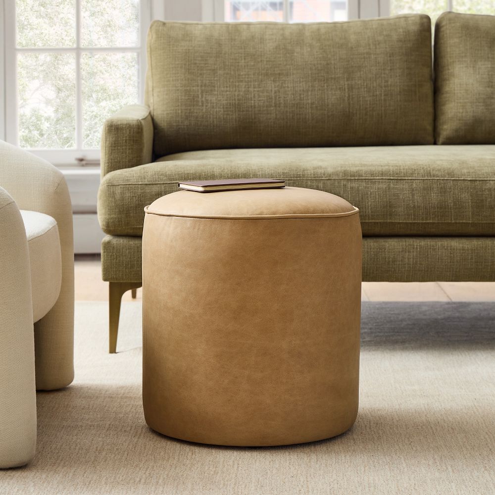 Isla Leather Ottoman by West Elm