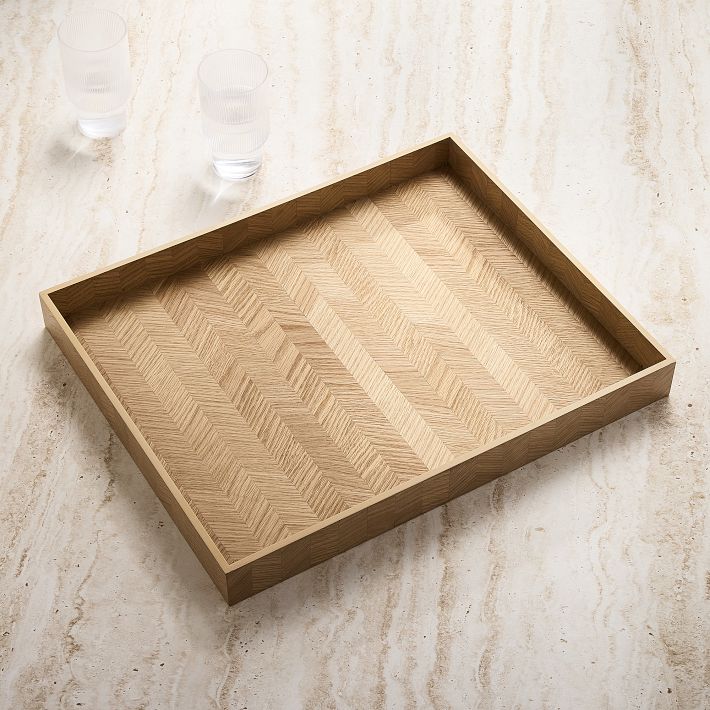 Georgia Graphic Wood Trays Natural Oak | West Elm